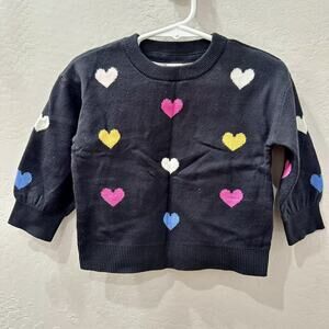 Baby Gap Black Rainbow Heart Sweater